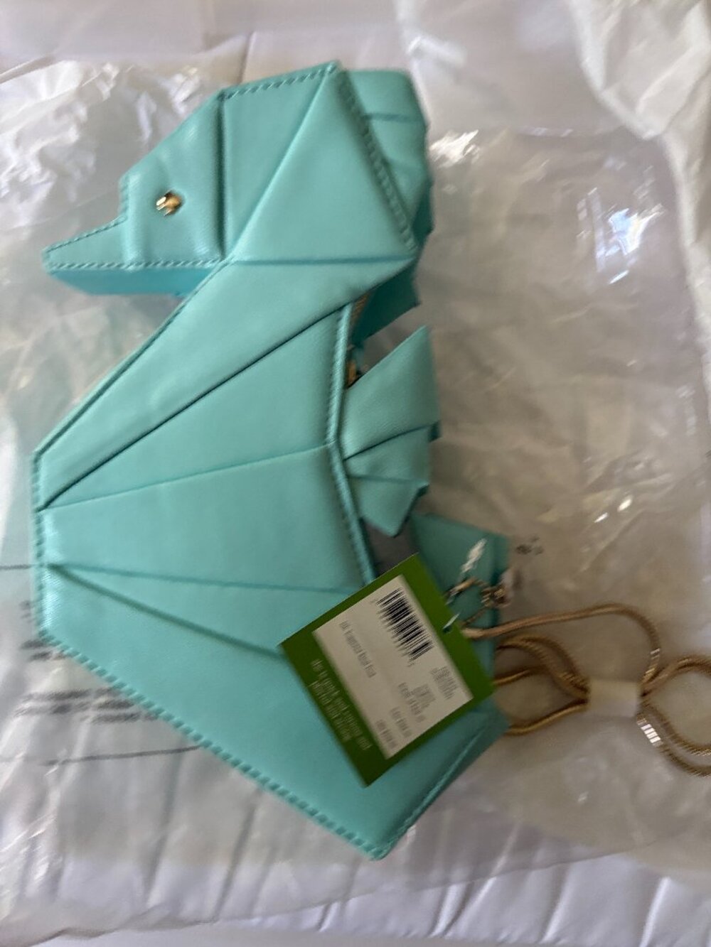 NWT Kate Spade Origami Sea Horse Clutch Breath of Fresh Air Atoll Blue Novelty